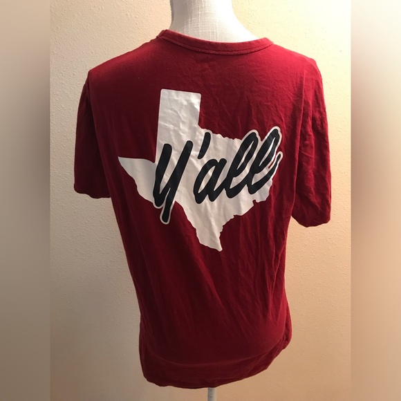 T shirt maroon Texas pride top “y’all” crewneck short sleeve - Picture 2 of 3